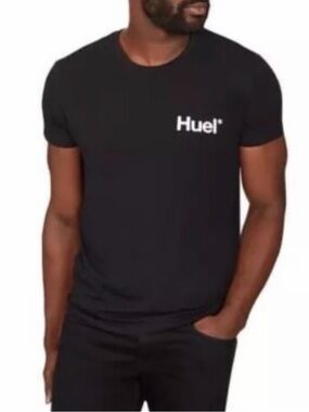 Huel T-Shirt Mens Black Short Sleeve Pullover Stretch Crew Neck Logo